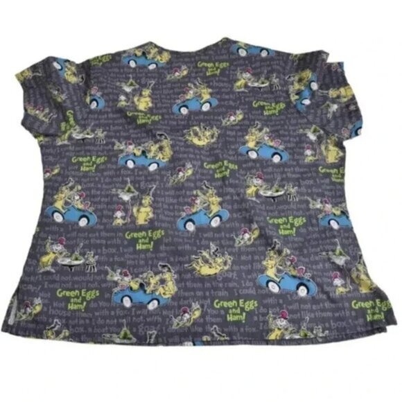 Dr. Seuss Green Eggs and Ham Scrub Top Shirt Gray Size XL - Picture 8 of 11